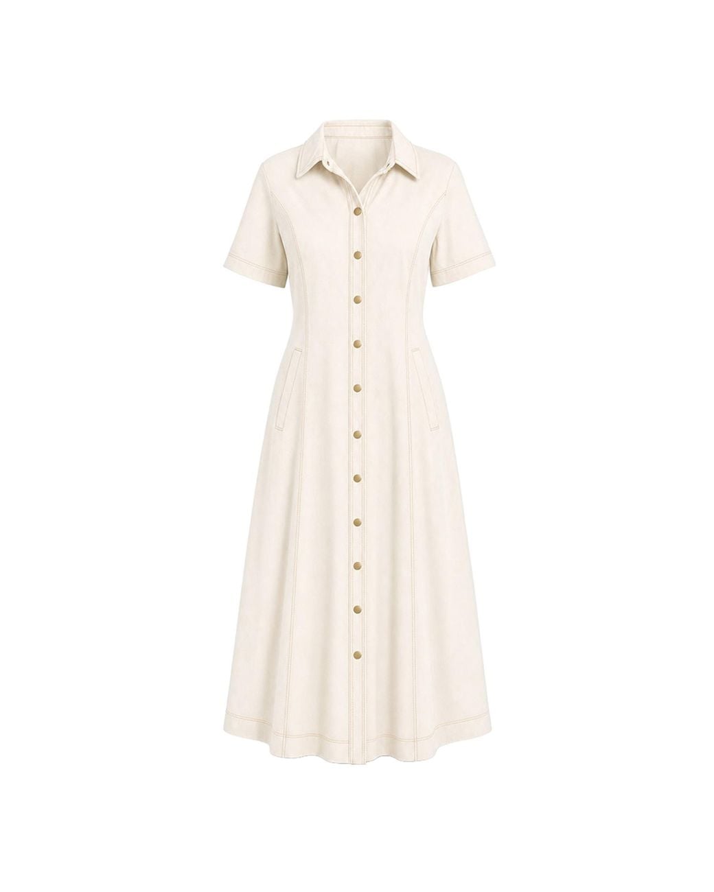 Adrift Clothing Natural Maya Collared Dress