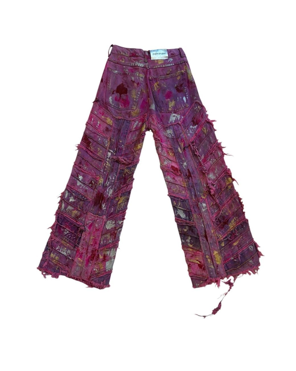 Zasta Studio Red Wearable Ruins Wide Leg Denim Pants Two