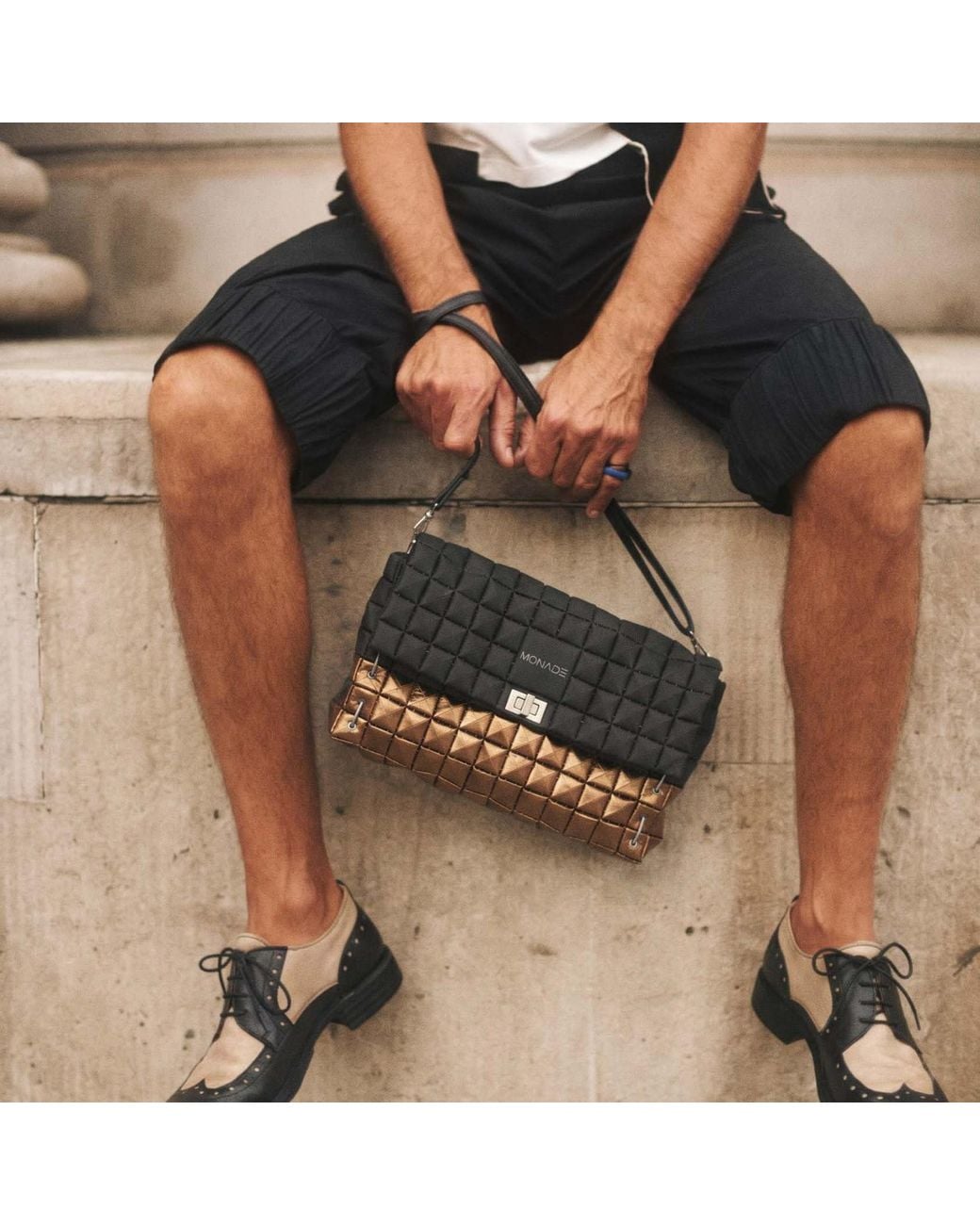 Monade Black Clutch Bag Duo & Bronze