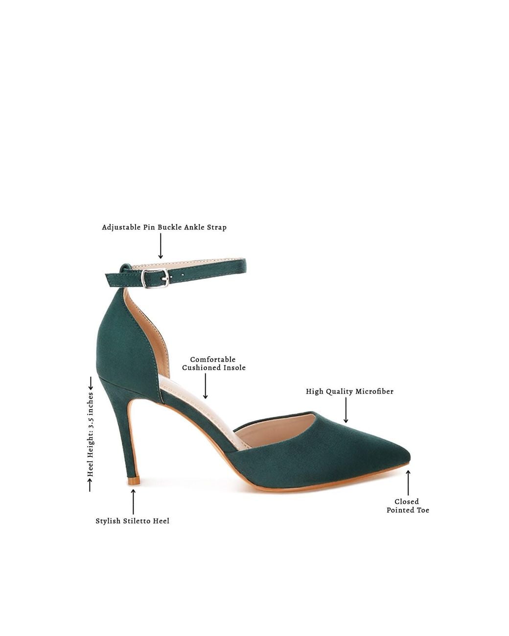 Rag & Co Green Dolona Microfiber Stiletto Heel Sandals