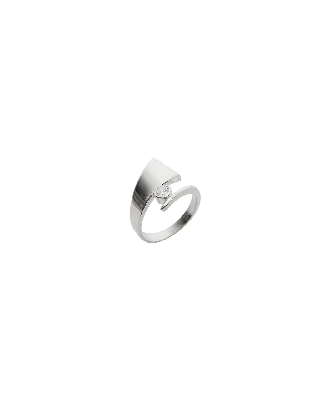 Spero London White Triangle Wrapping Sterling Solitaire Ring