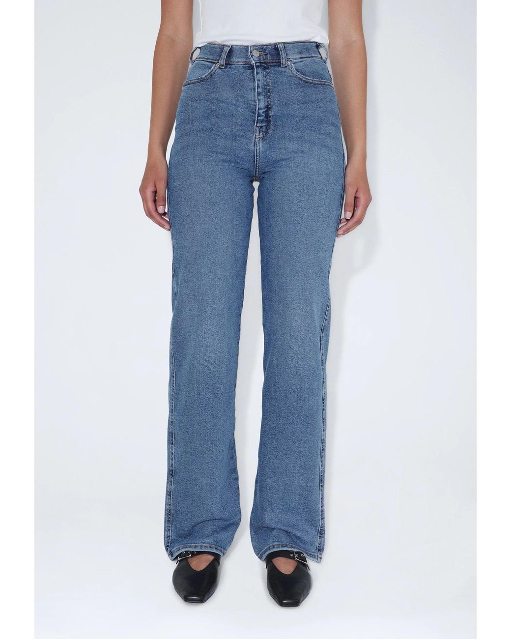 Dr. Denim Blue Moxy High Straight- Cape Sky Worn Hem
