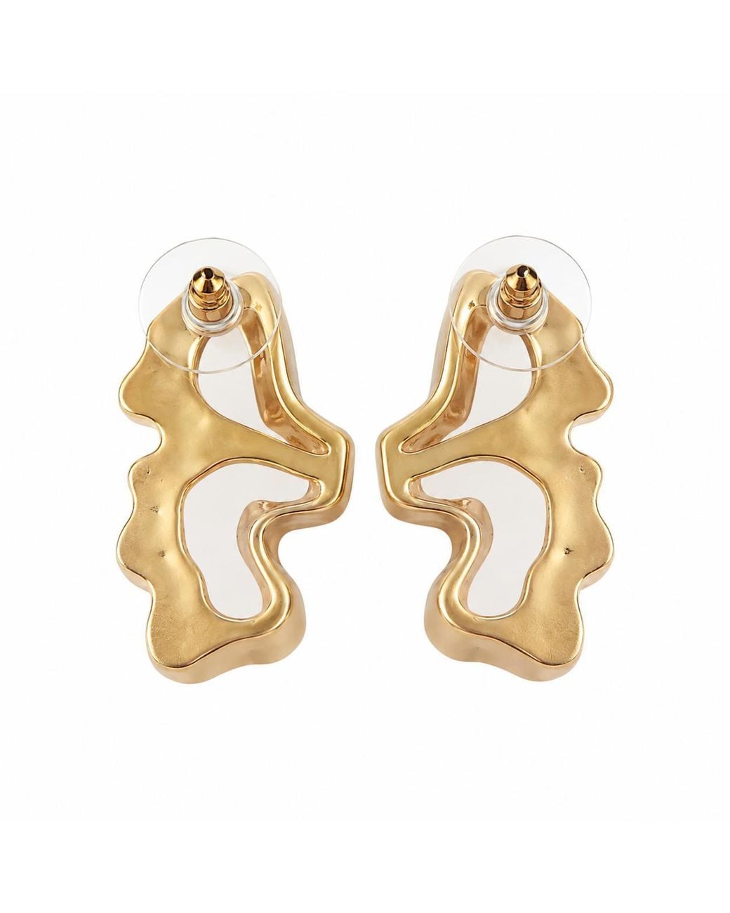 By Ozge Metallic Ocean Whisper Pearl Effect Plated Stud Earrings