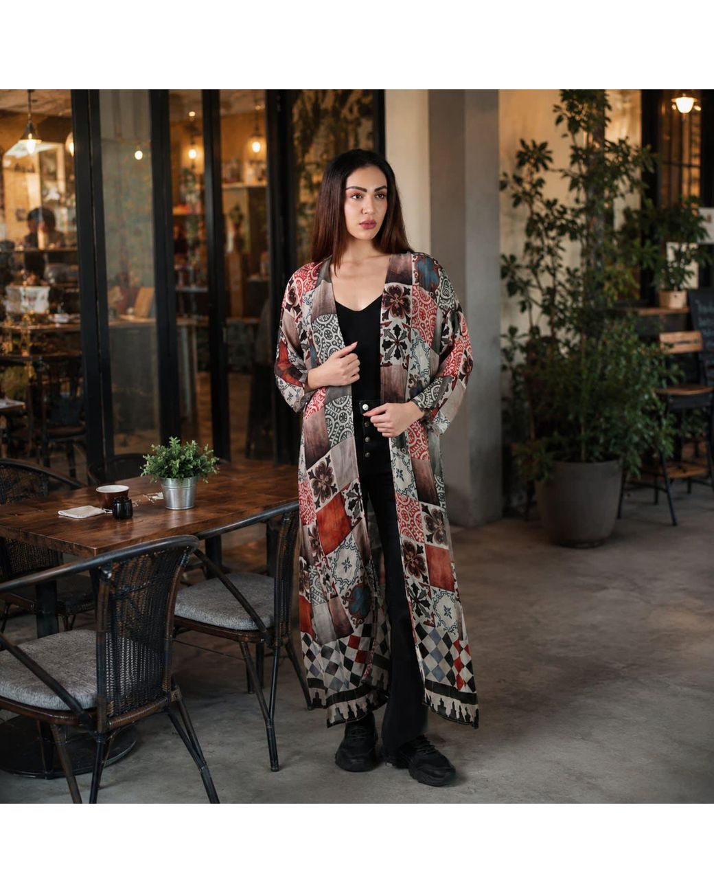 DHARA SHETH DUBAI Multicolor Celestial Tesserae Mosaic Print Kimono Dress