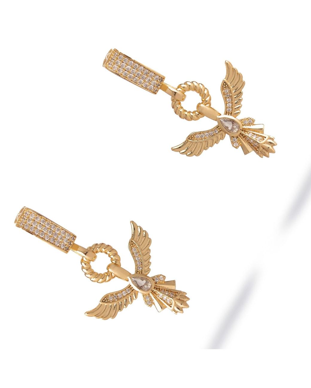 Ebru Jewelry Metallic Golden Phoenix Drop Earrings