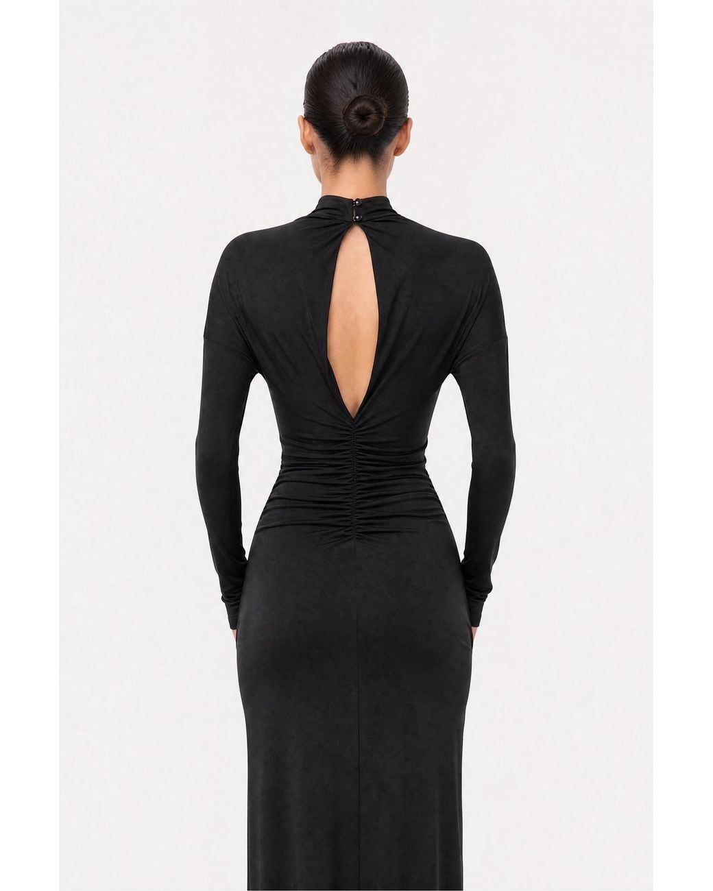 Nocturne Black Stone Detail Draped Maxi Dress