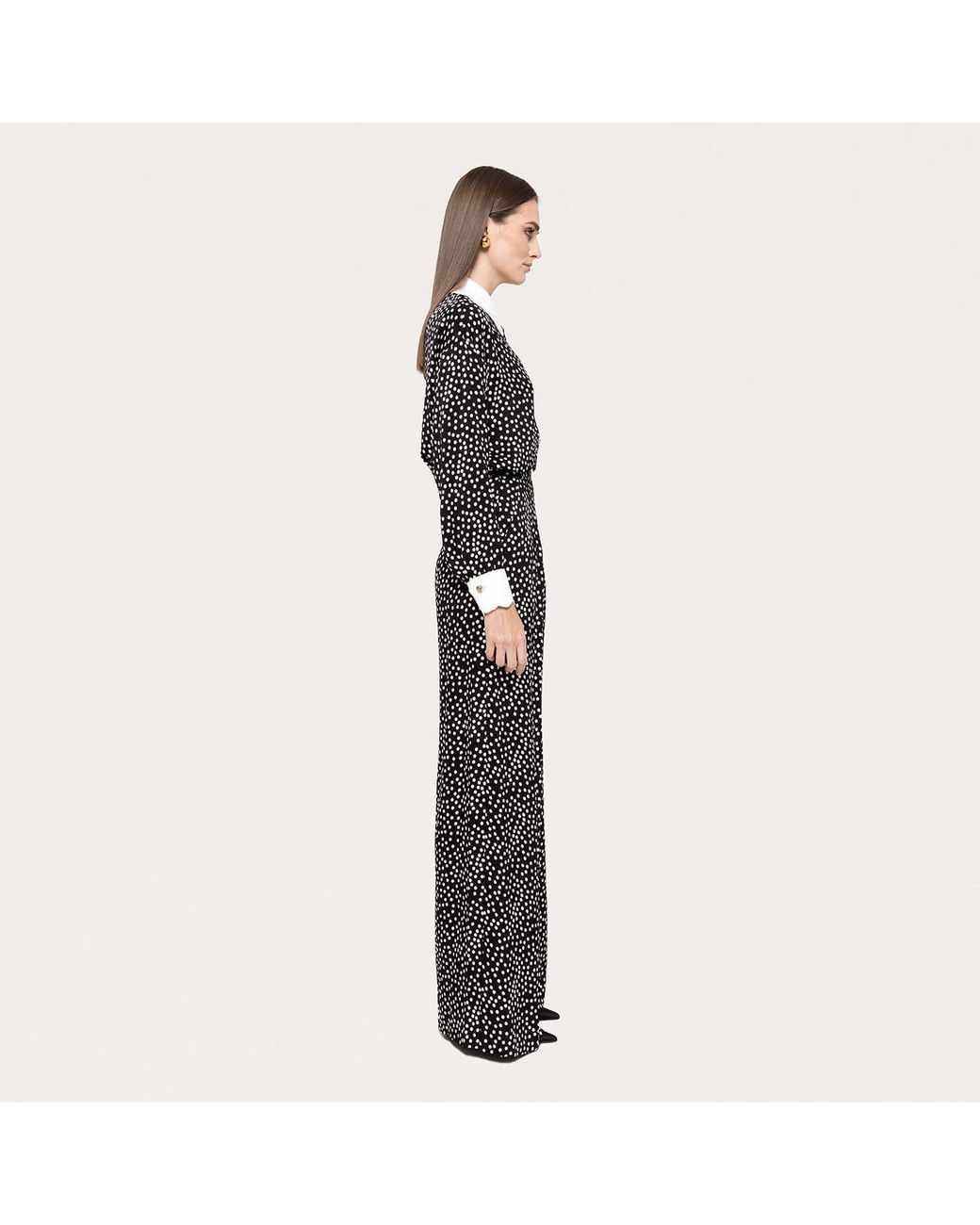 Nissa Black Printed Polka-Dots Viscose Shirt