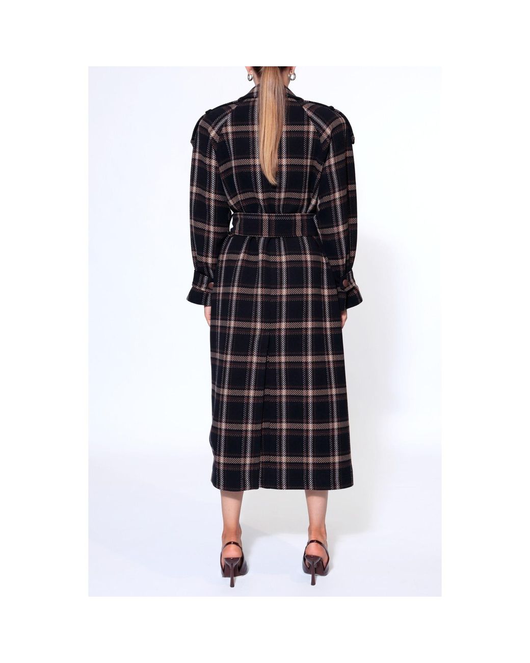 AGGI by HALEWSKI Blue Ricarda Check Midi Coat