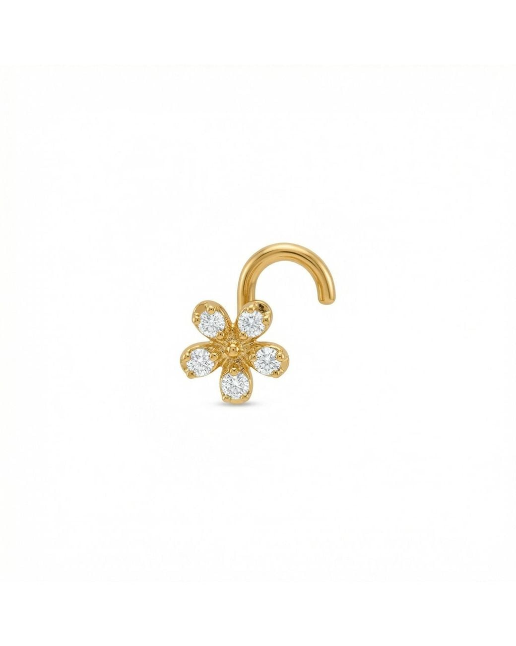Zahav Jewelry Metallic 14K Solid 20G Flower Cz Nose Stud
