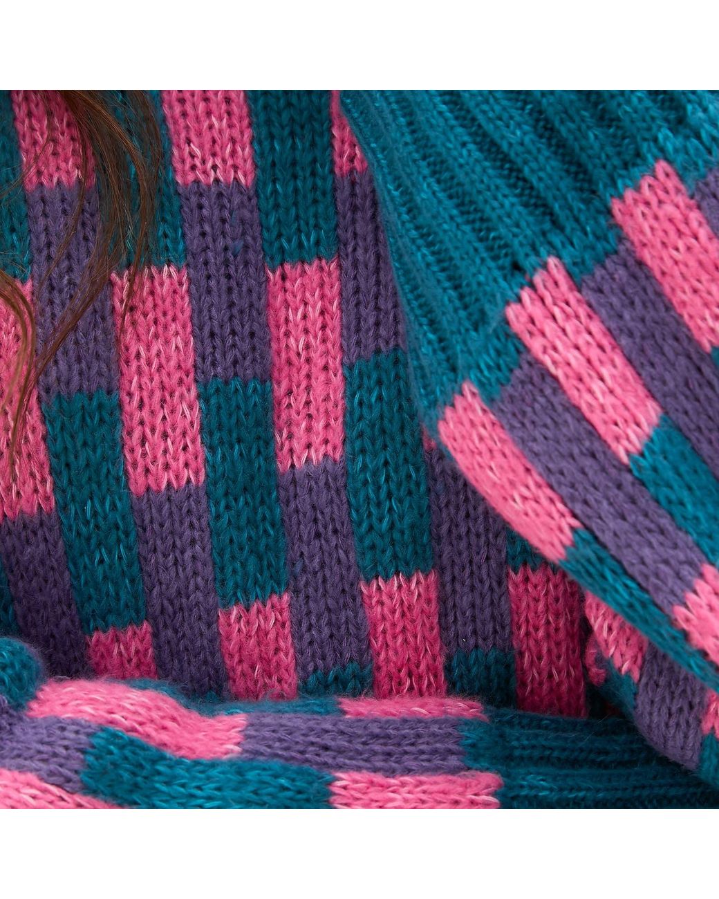 Cara & The Sky Blue Charlotte Geometric Pattern Wide Sleeve Knit Jumper
