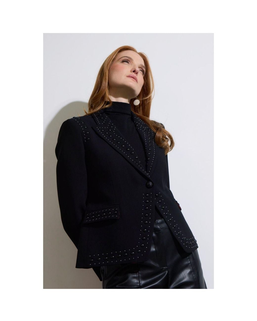 The Extreme Collection Black Blazer With Bold Stud Accents Rock Star