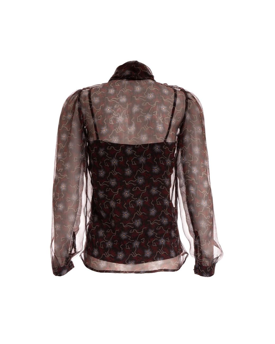Sofia Tsereteli Brown Chocolate Patterned Silk Shirt