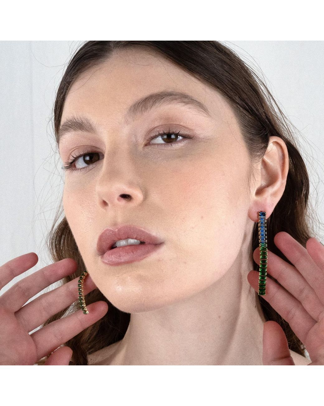 Rare Matters Jewelry Green Crystal Drop Earrings