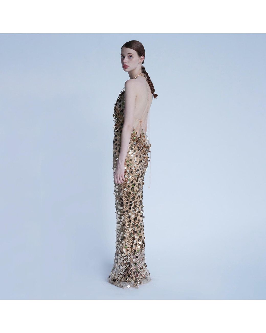 Belsize25 Metallic Mayfair Series – Mesh Sequinned Halterneck Evening Gown