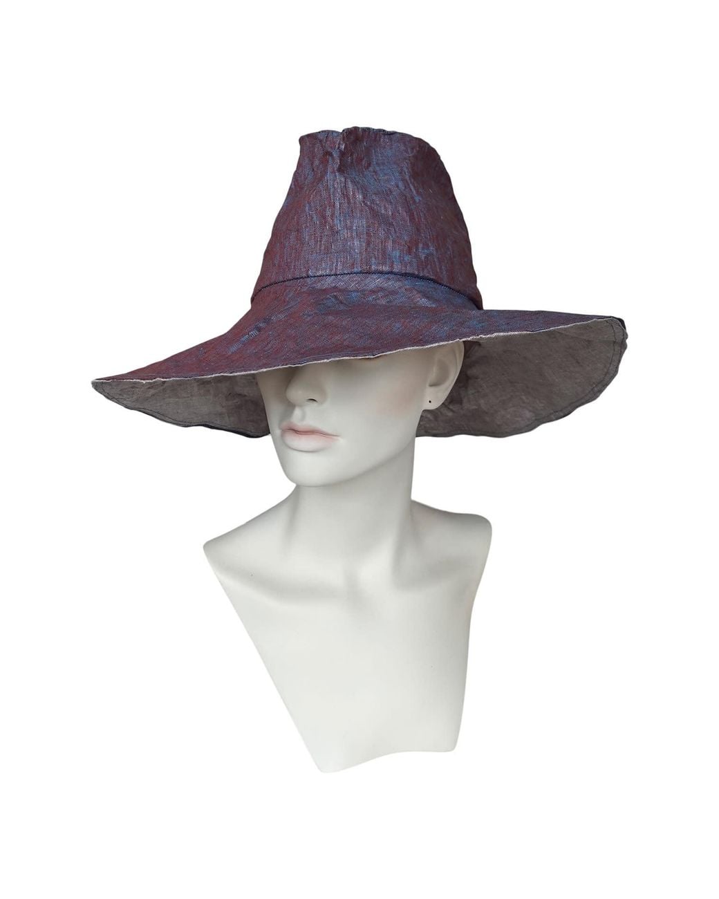 Romer Millinery Purple Morphy Moldable Wide Brim Linen Travel Hat