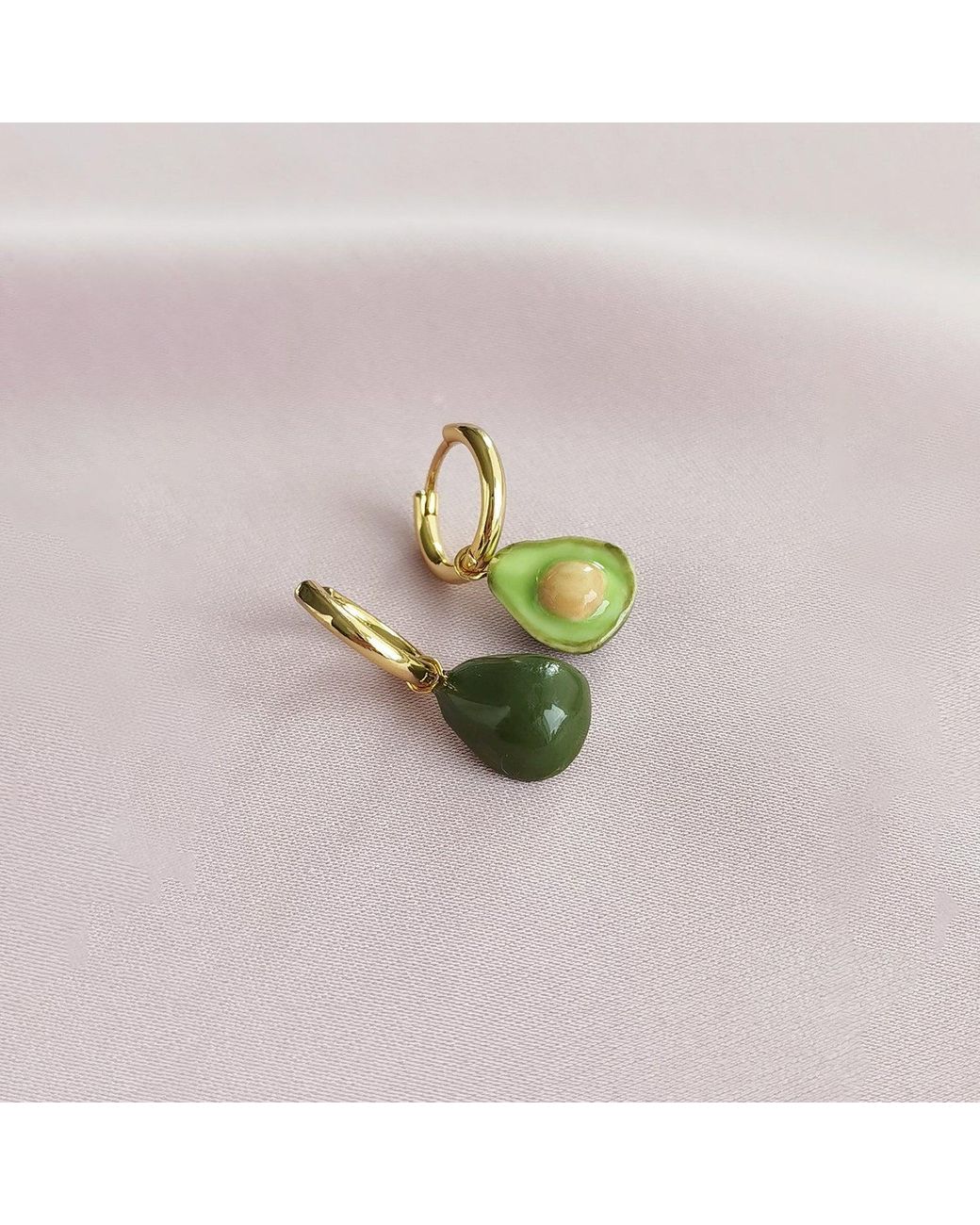 POPORCELAIN Green Mini Porcelain Avocado Earrings
