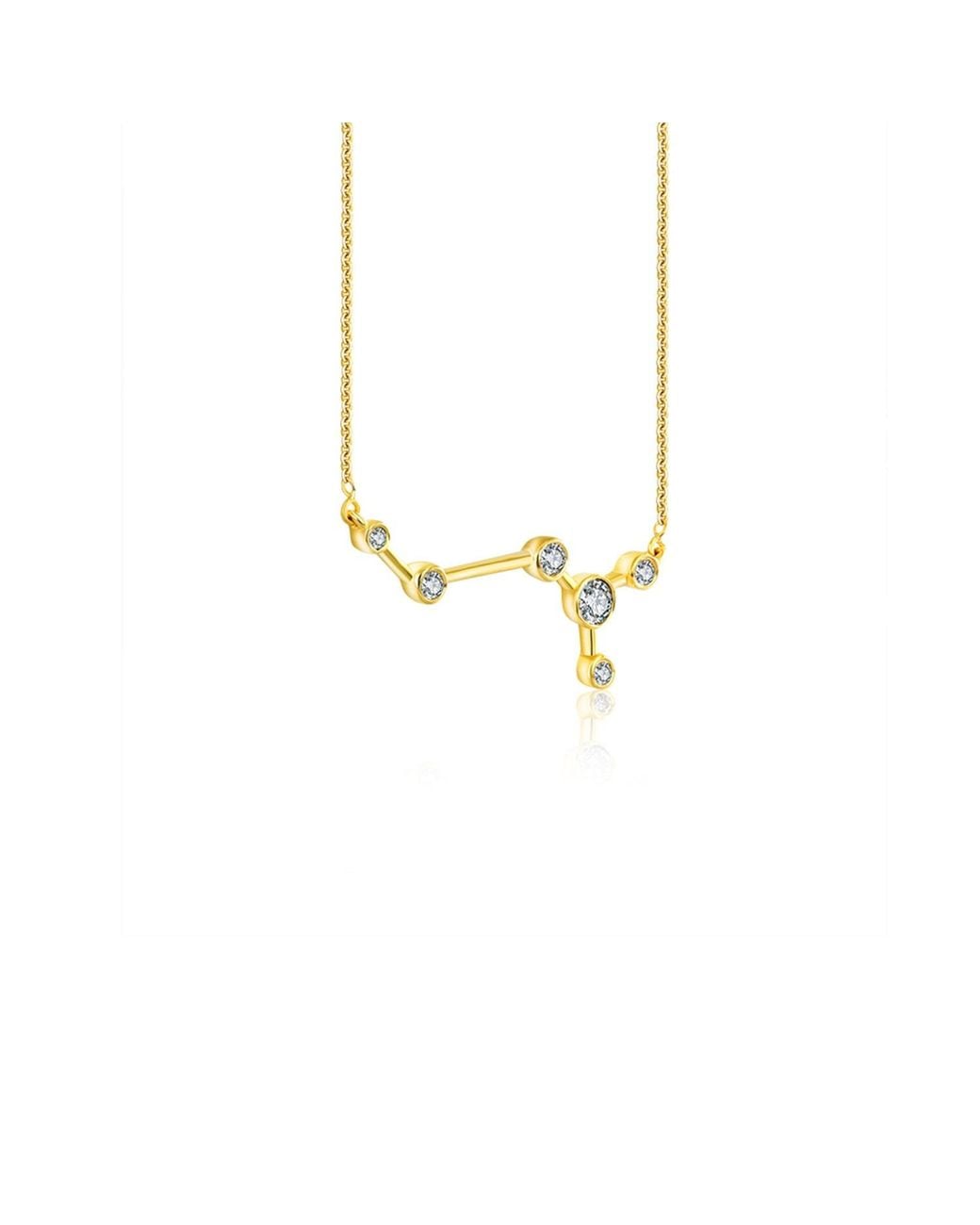 Genevieve Collection Metallic Scorpio Zodiac Constellation Necklace 18K & Diamond