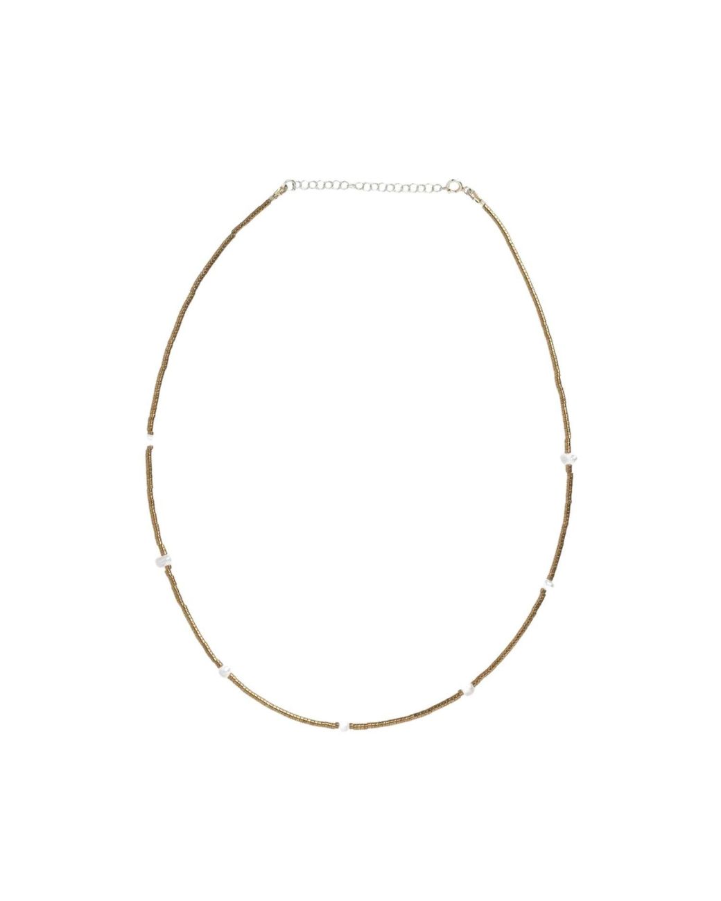 LINYA JEWELLERY Metallic Maia Sand Pearl Mini Hematite Stone Necklace