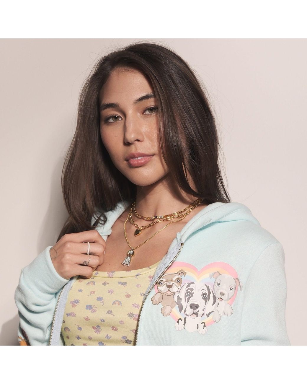 Cloud Haven Metallic Layered Heart Necklace