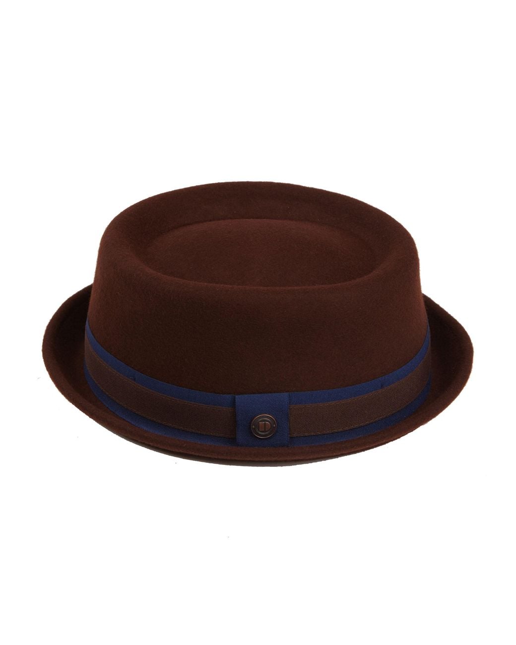 Dasmarca Hats Brown Leo Felt Skimpy Brim Short Brim Rude Boy Mod Style Porkpie Hat for men