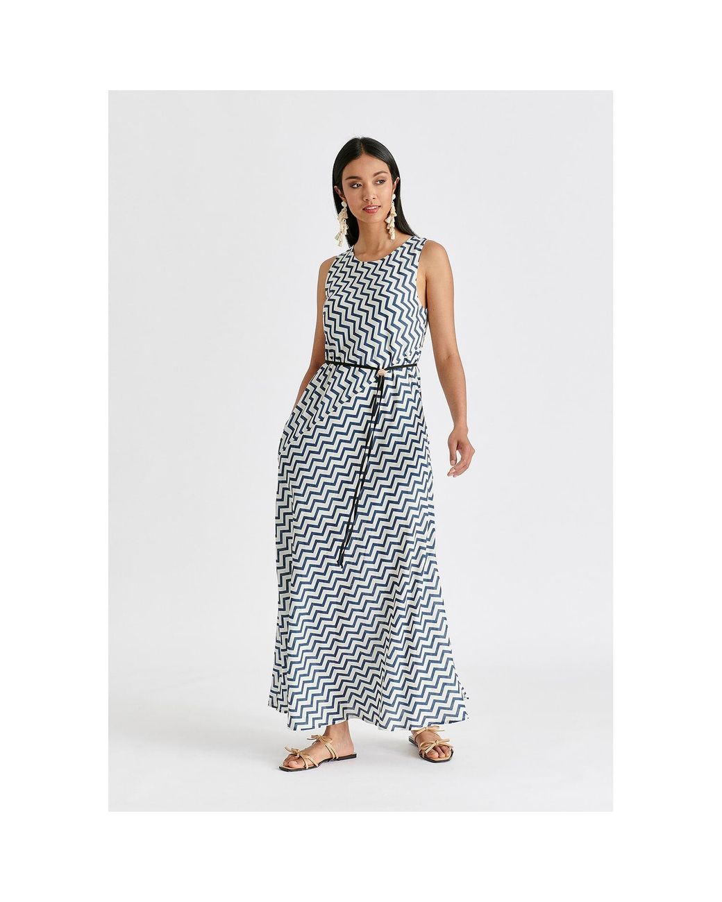 Paisie Blue A-Line Midaxi Dress