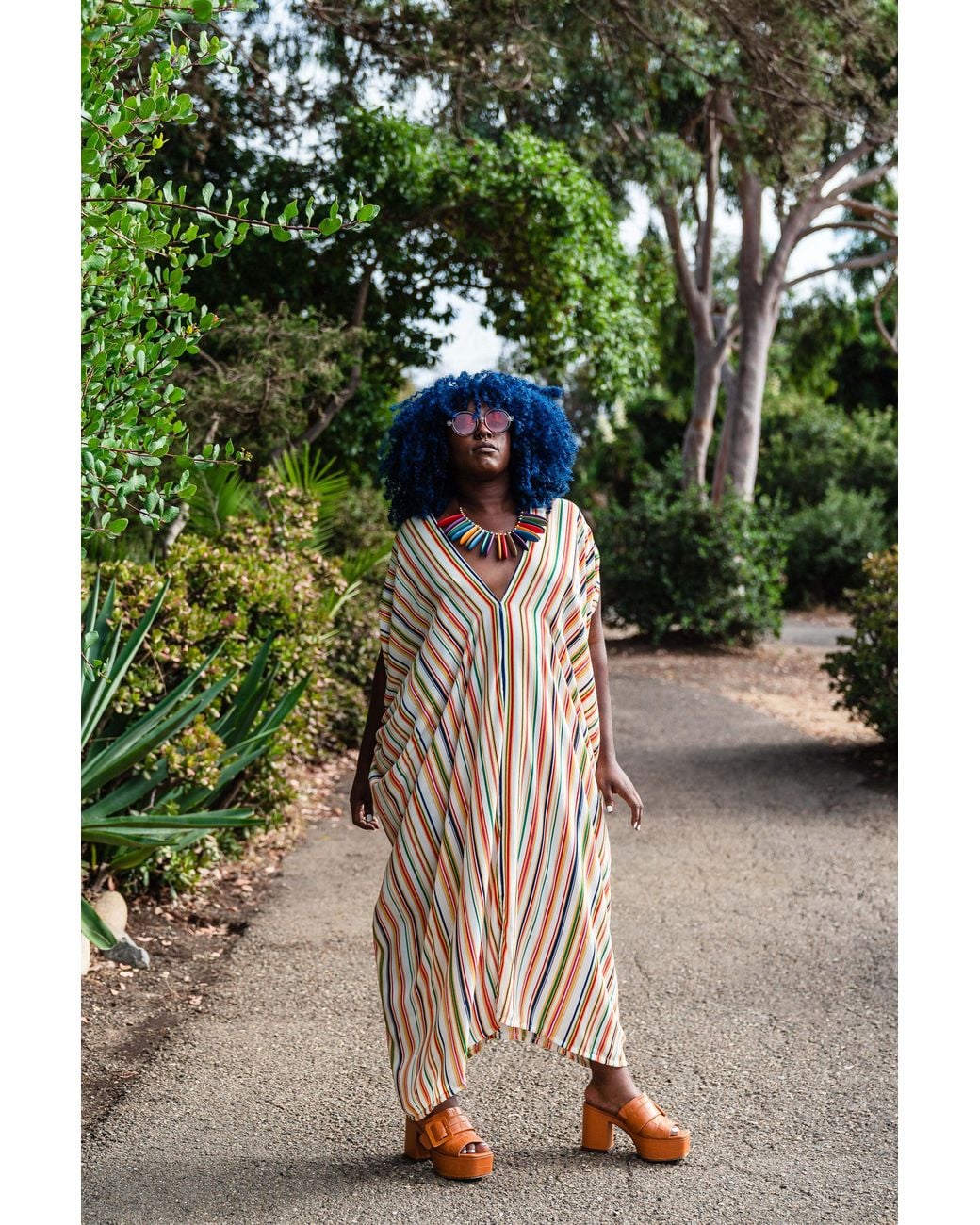 Jennafer Grace Metallic Cabana Stripe Caftan