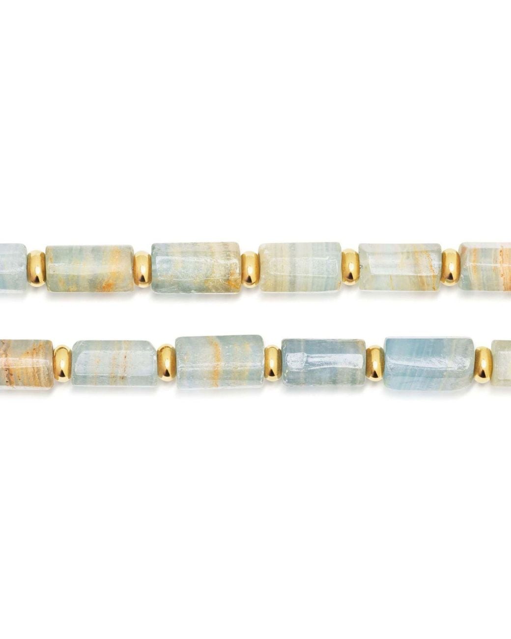 Nialaya Metallic Aquamarine Rectangular Bead Choker