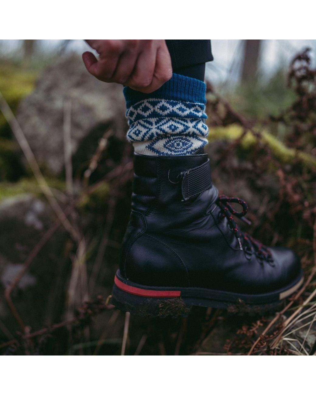 BEIRA Blue Neutrals Luxury Wool Fair Isle Socks