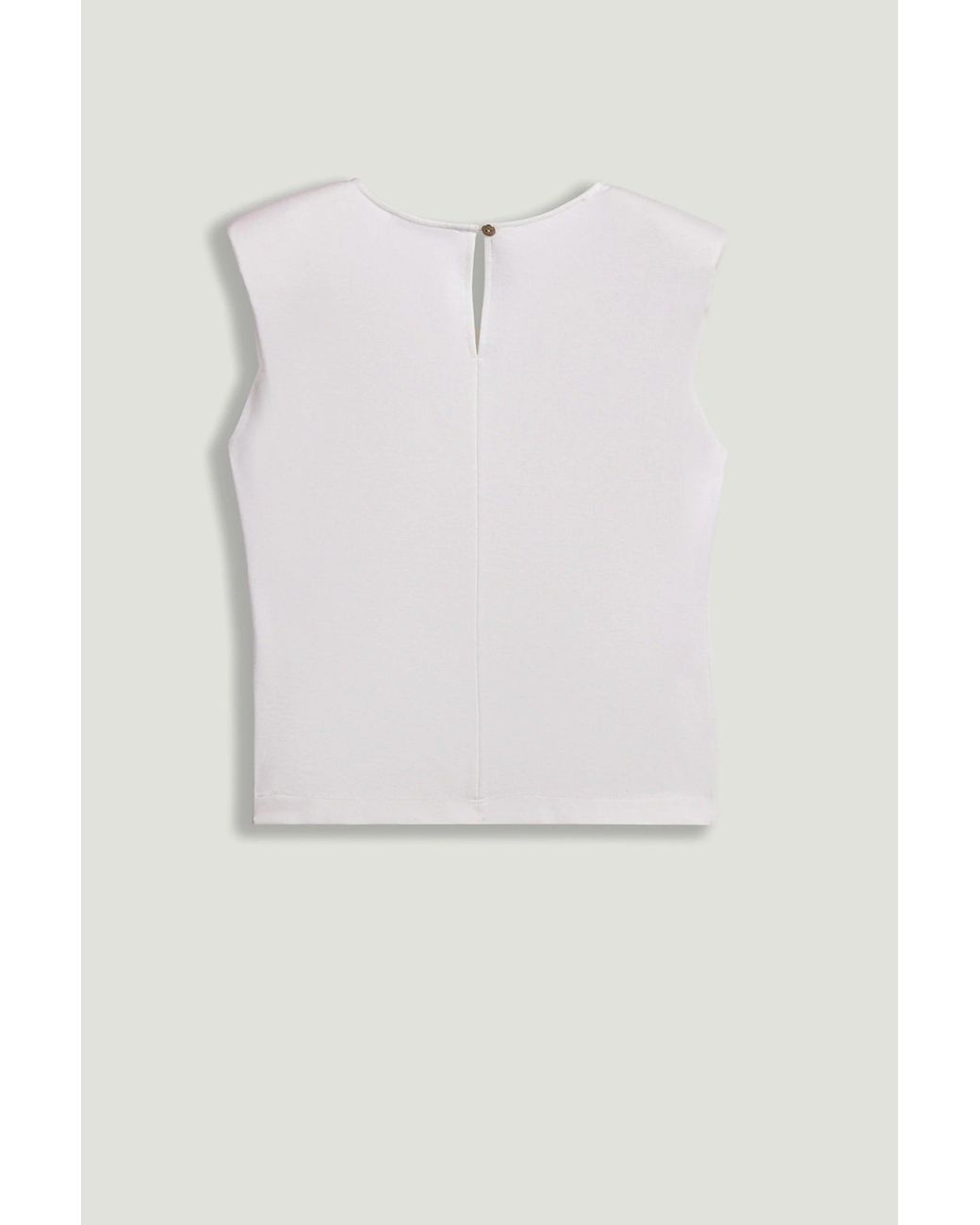 Nocturne White Sleeveless Buckle-Detail Blouse