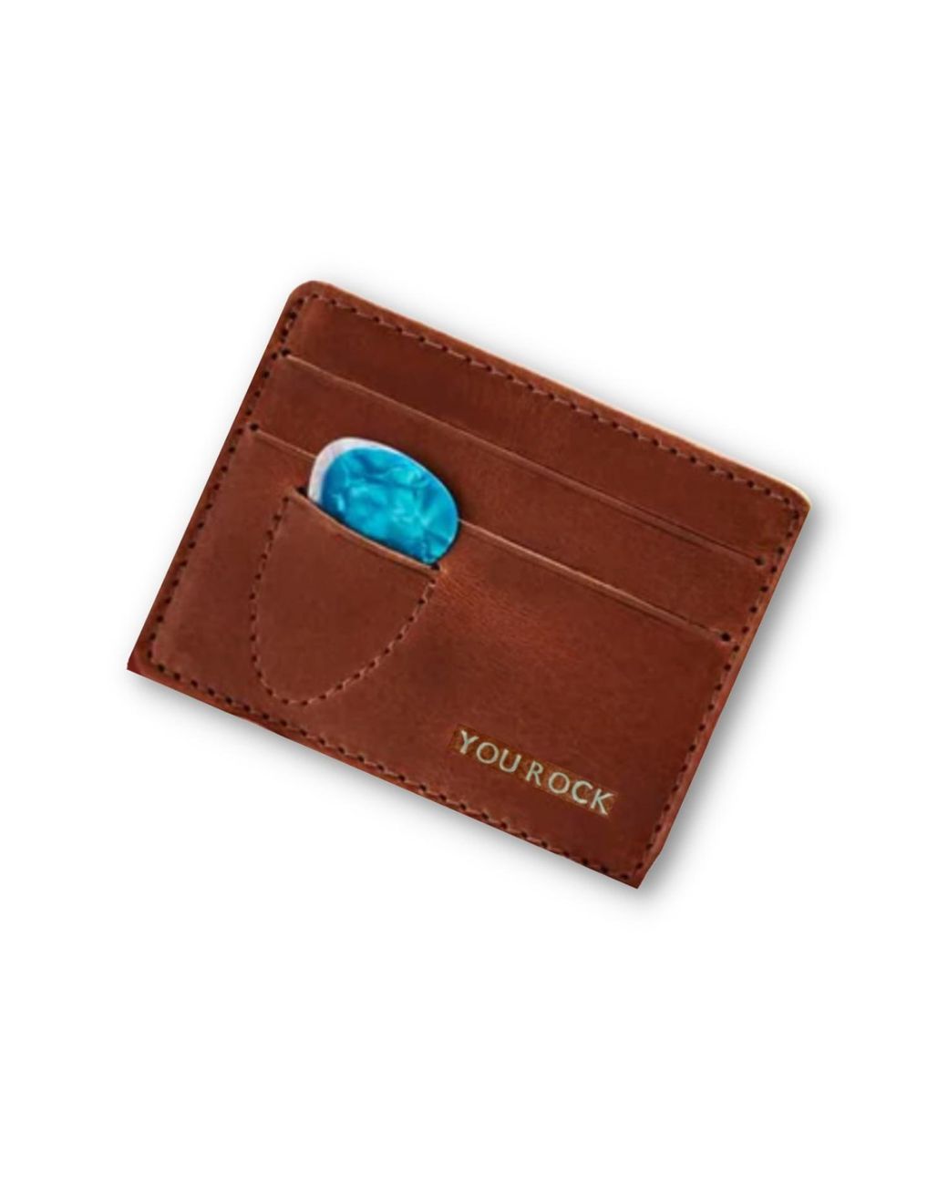 VIDA VIDA Brown Guitar Plectrum Leather Card Holder for men
