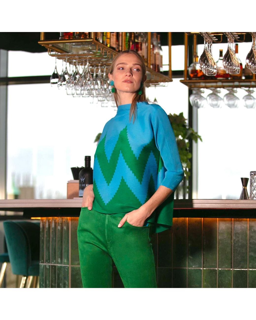Beatrice von Tresckow Blue Zig Zag Jumper