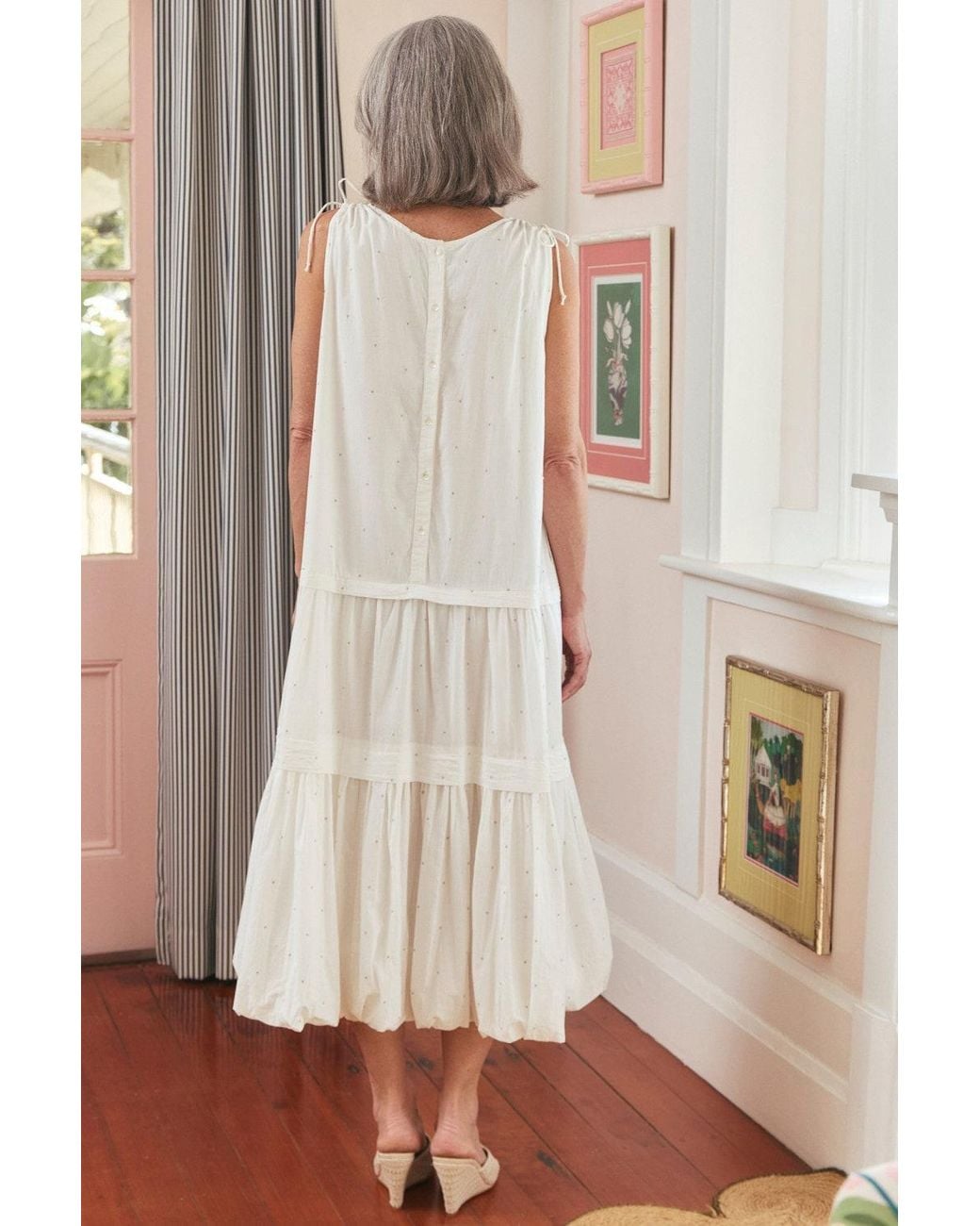 Adrift Clothing White Millie Reversible Bubble Hem Dress
