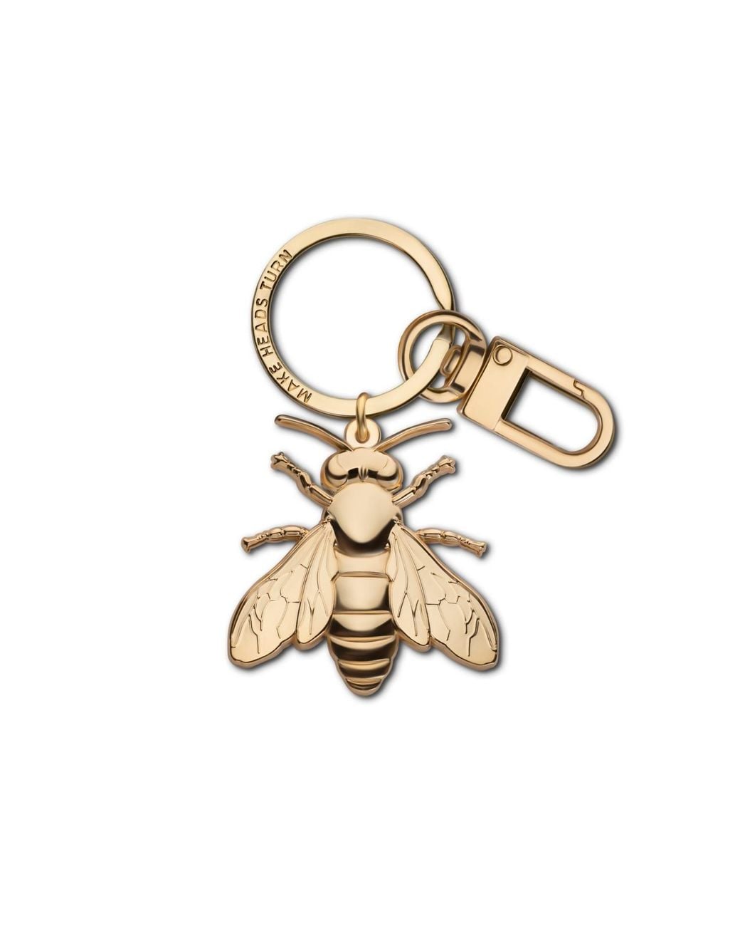 Make Heads Turn Metallic Golden Metal Keychain & Bag Charm Golden Bee