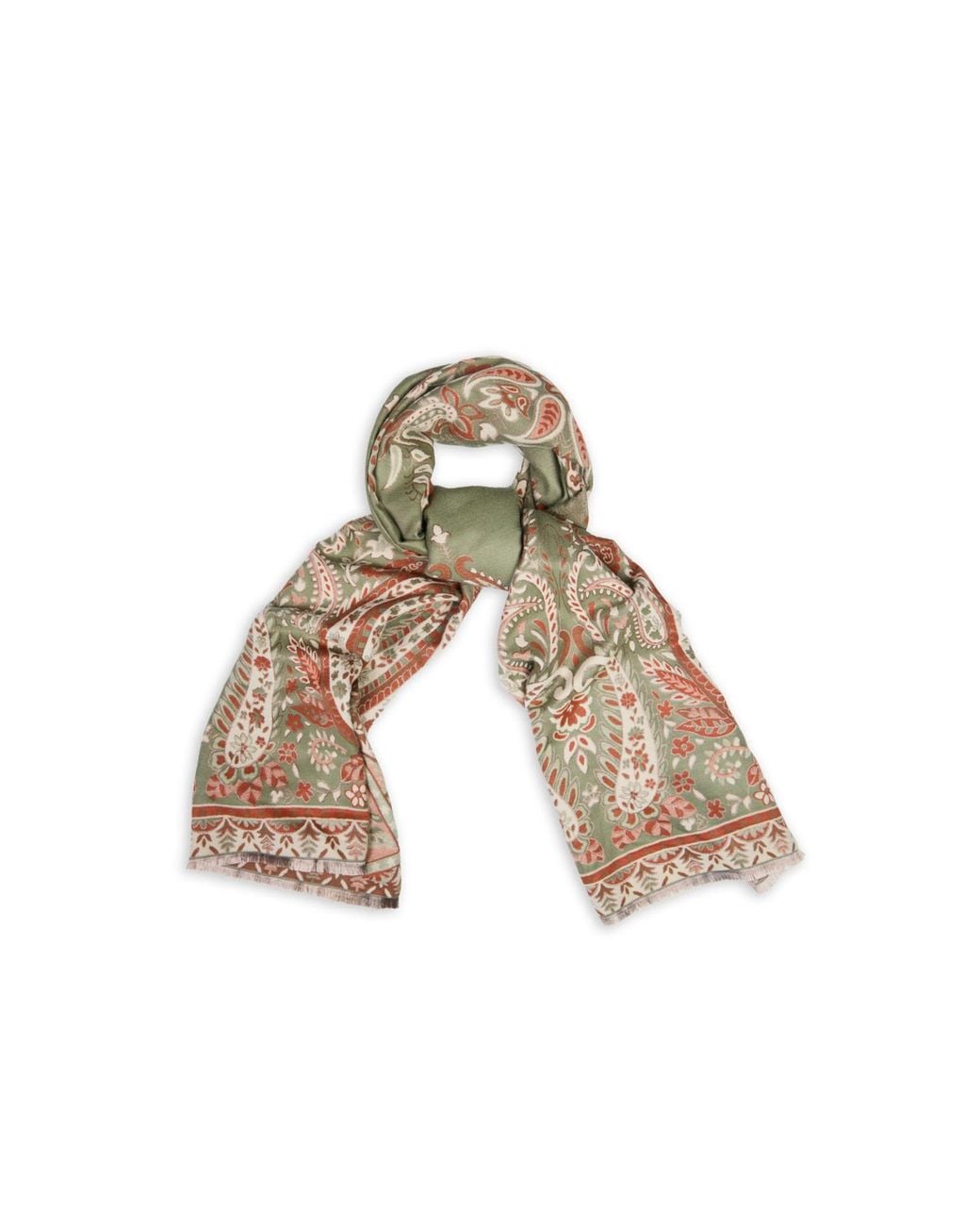 Saachi Green Paisley Motif Reversible Scarf