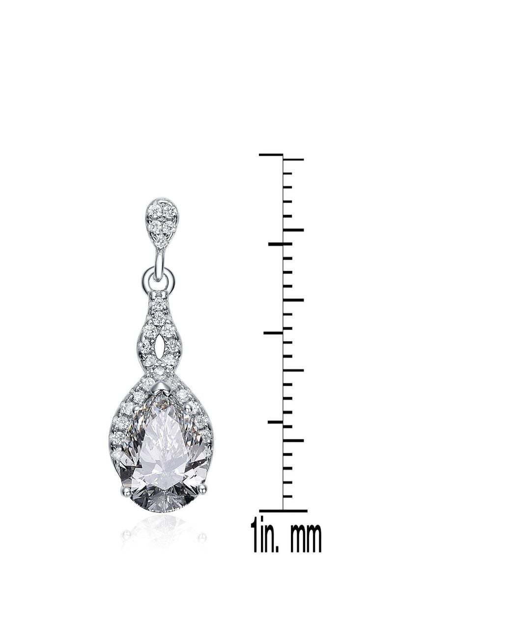 Genevive Jewelry Metallic Sterling Plated Clear Cubic Zirconia Drop Earrings