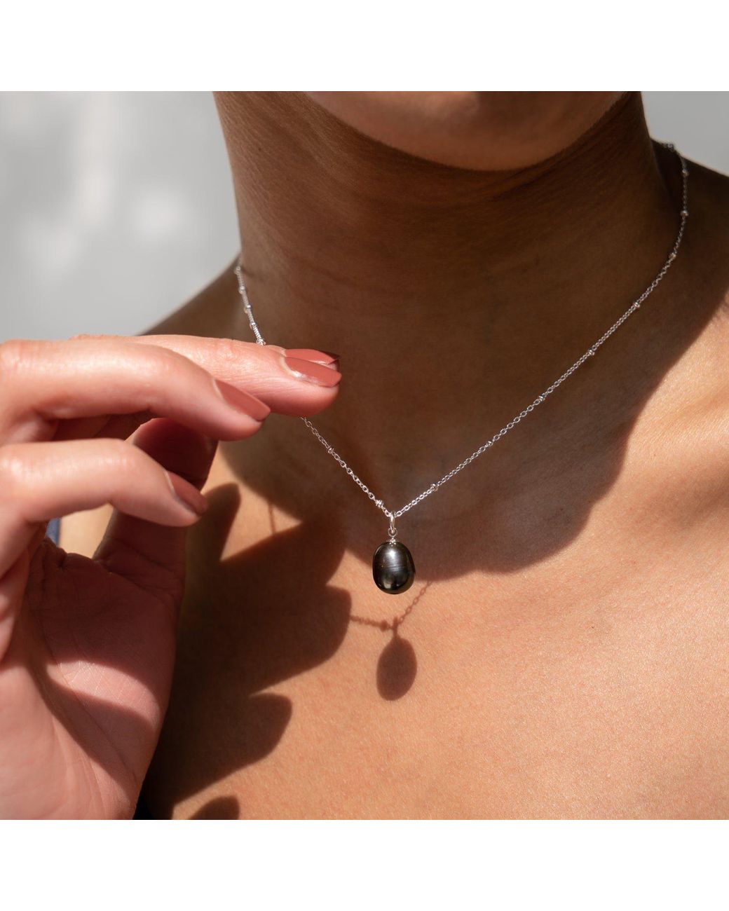 Dower & Hall Metallic Large Oval Peacock Luna Pearl Pendant