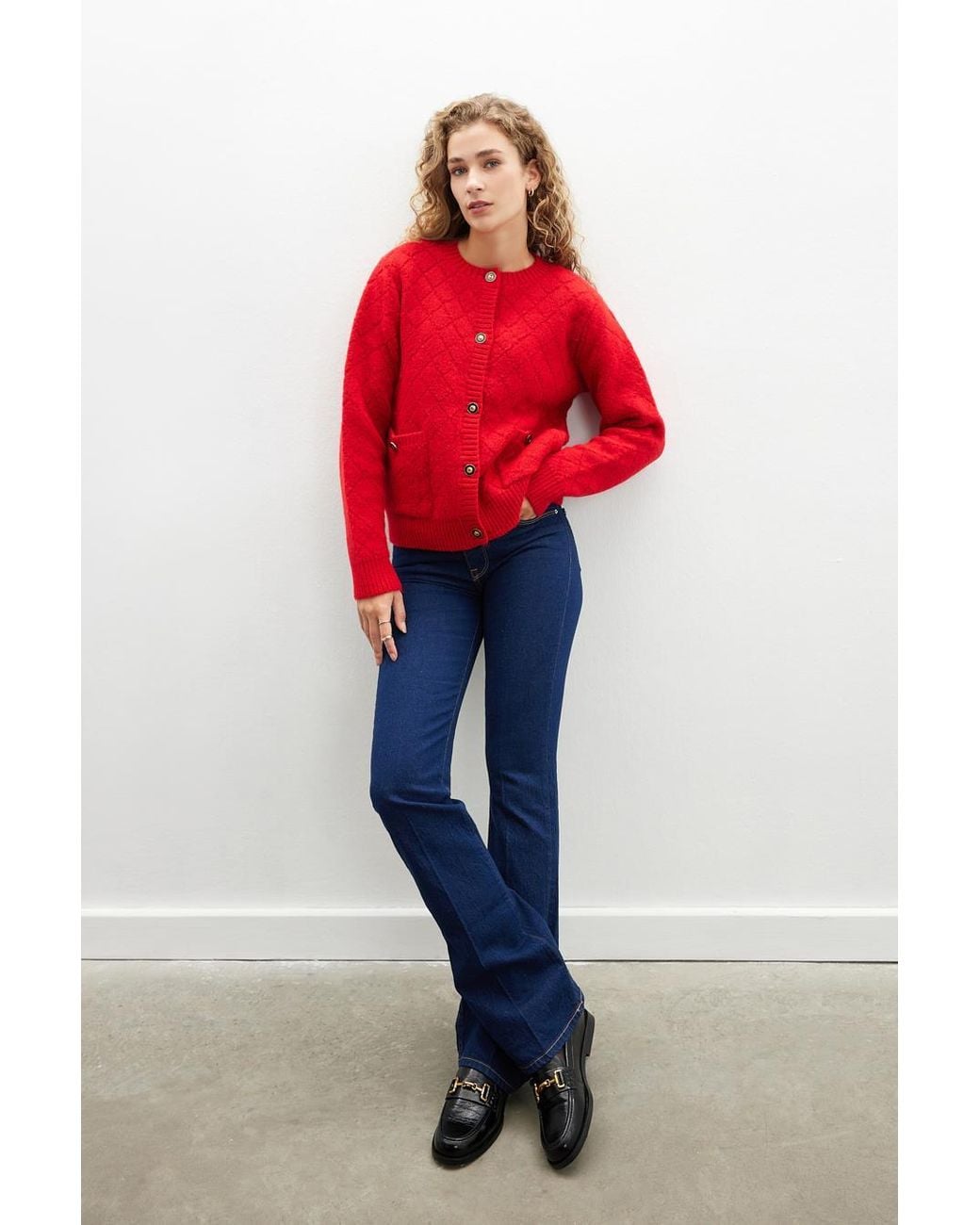 Peraluna Red Alba Jacket Diamond Patterned
