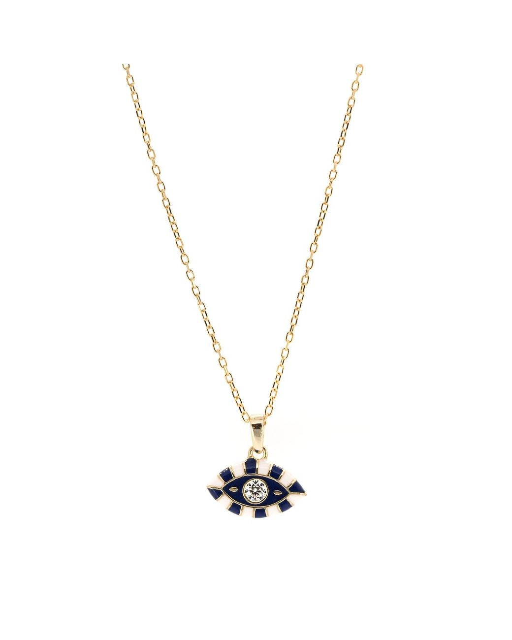Ebru Jewelry Metallic Black And White Evil Eye Necklaces
