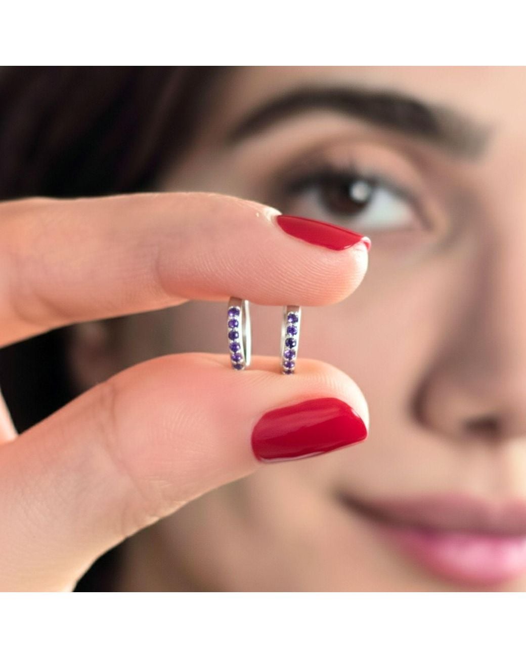 Sophelia White Amethyst February Birthstone Small Huggie Hoops