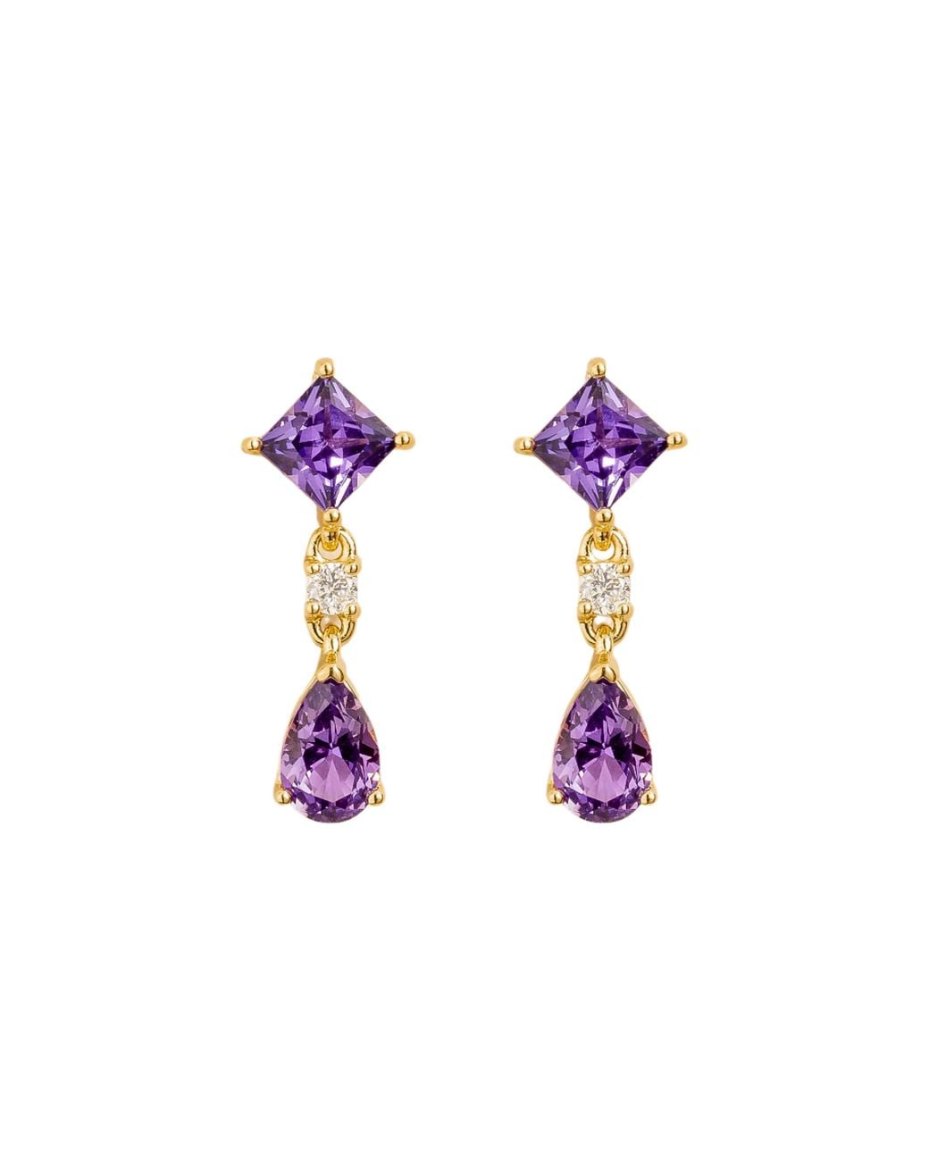 Juvetti Purple Flamingo Earrings Set With Sapphire & Diamond