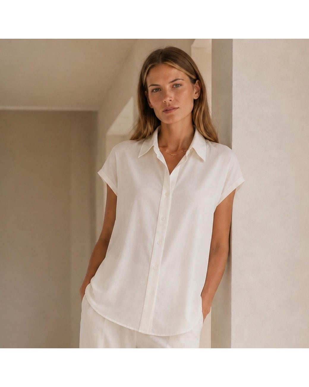 Bel Cashmere White Flavia Silk Blouse