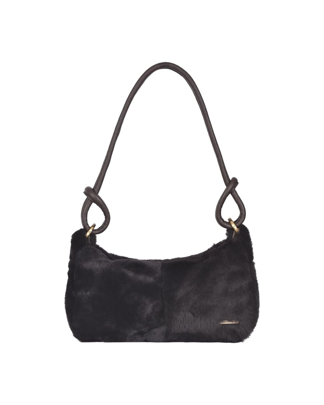 Owen Barry Black Sheepskin Shoulder Bag Ebony Devoran