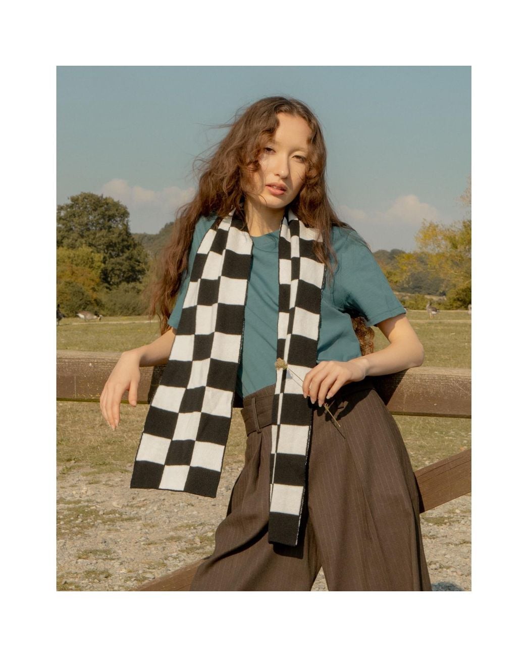 INGMARSON Black Checked Wool & Cashmere Scarf