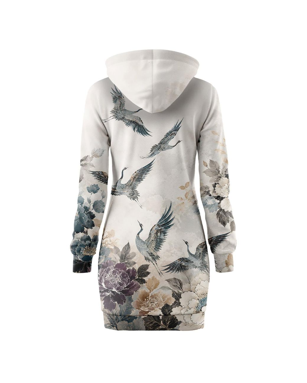 Aloha From Deer Gray Flying Cranes Oversize Hoodie Dress