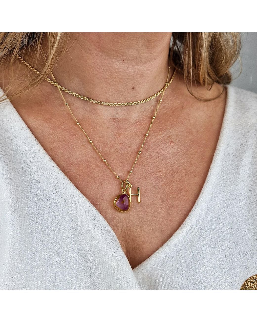 Sophelia Multicolor Plated Alexandrite June Birthstone Crystal Initial Necklace