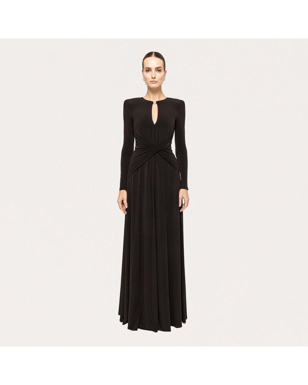 Nissa Black Crystal-Detail Maxi Dress