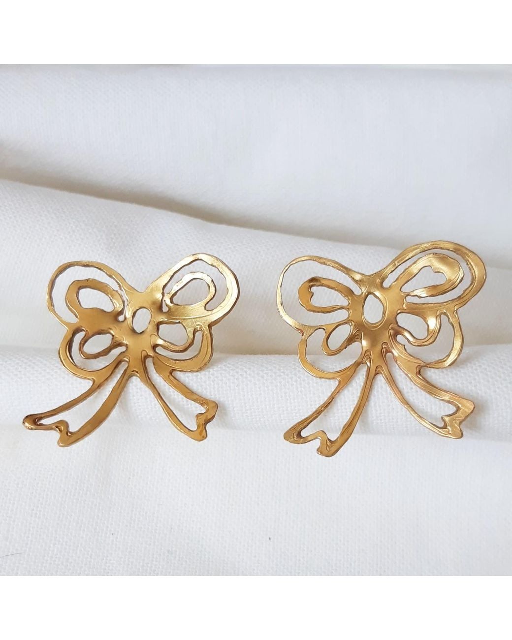 Lily Flo Jewellery Metallic Large Bow Earrings