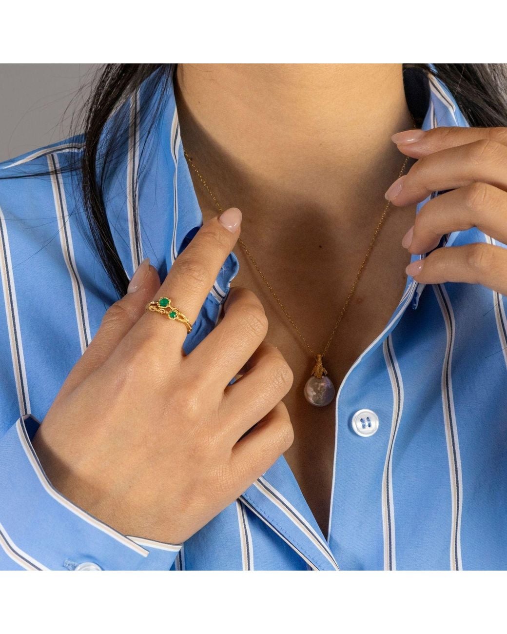 Claire Hill Designs Green Twisted Branch Chalcedony Ring