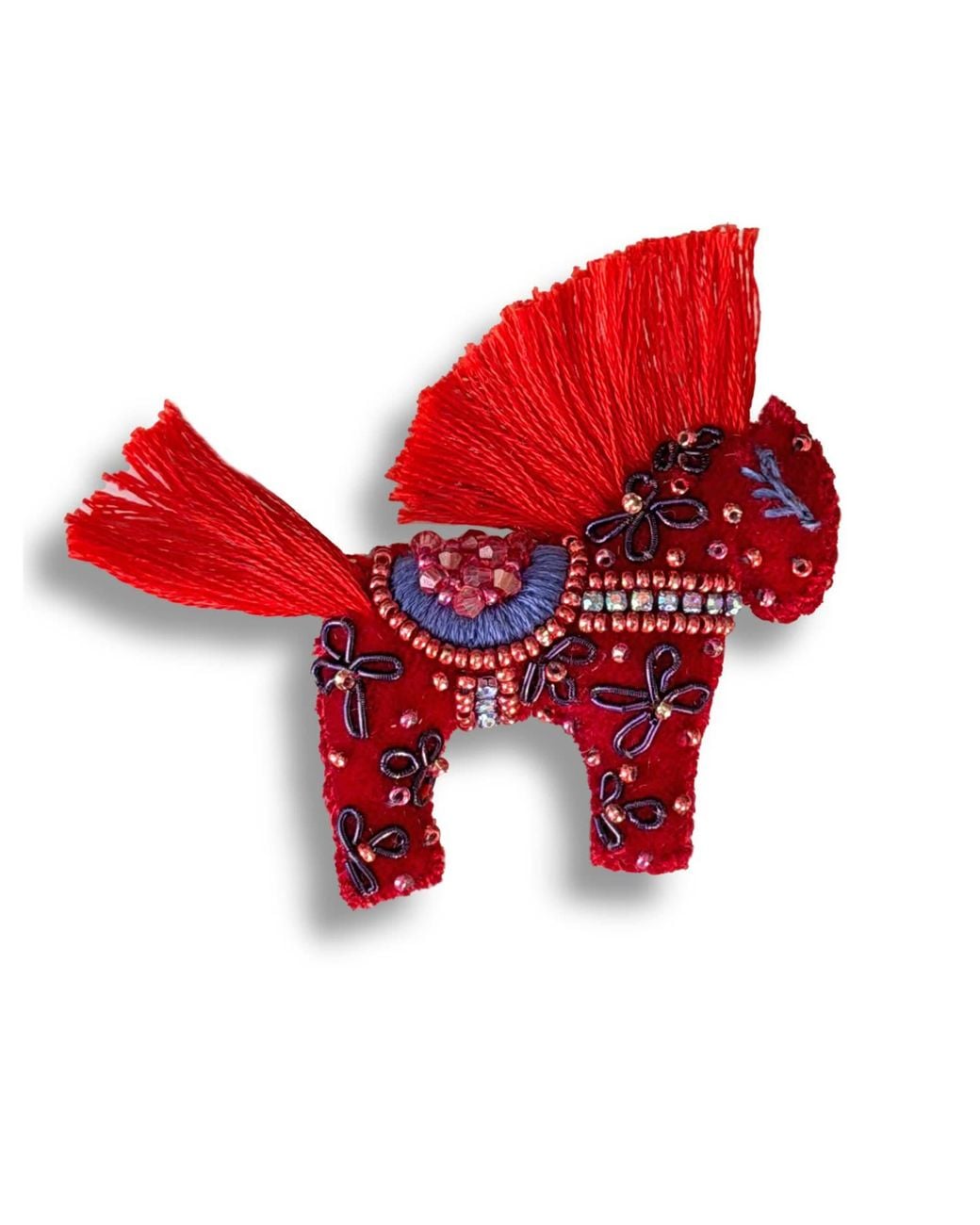 VETKA Red Handmade Horse Brooch- Fire Horse