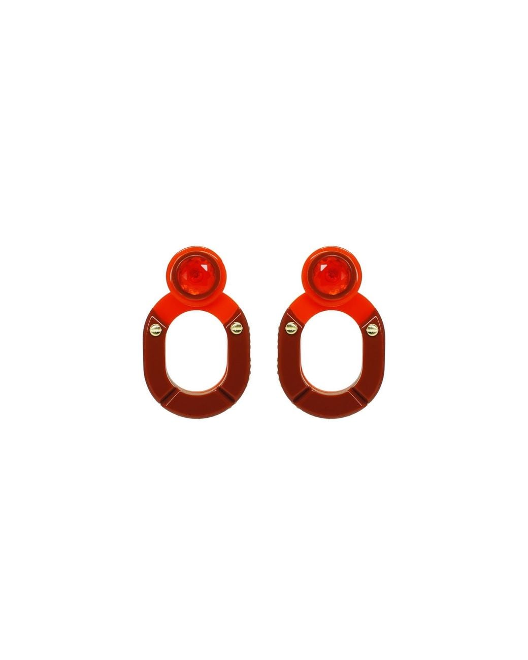 Gissa Bicalho Red Handmade Acrylic Earring Kit Stone Hoop And Pendant Cinnamon